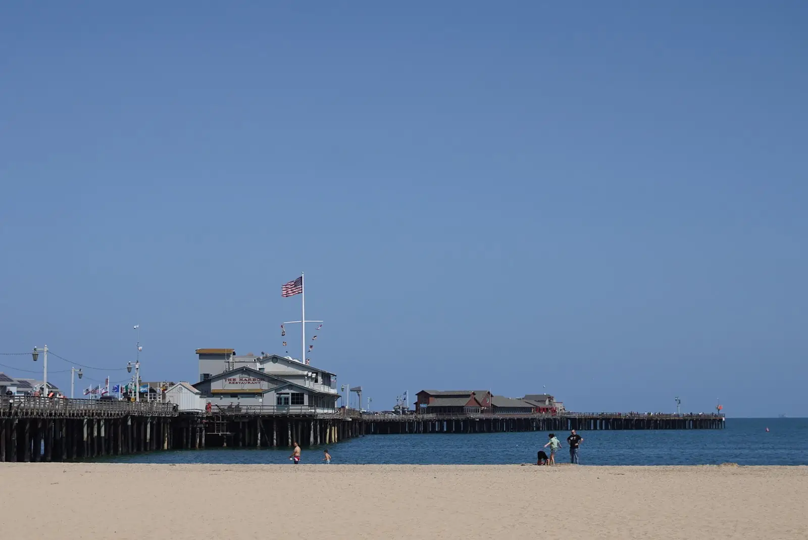 The long wooden pier at Santa Barbara seen from the beach